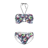 Zombie Alien Eyeball Women's Halter Bandeau Bikini Set - Twist Front Two Piece Swimsuit Top with Bathing Suit Bottom M