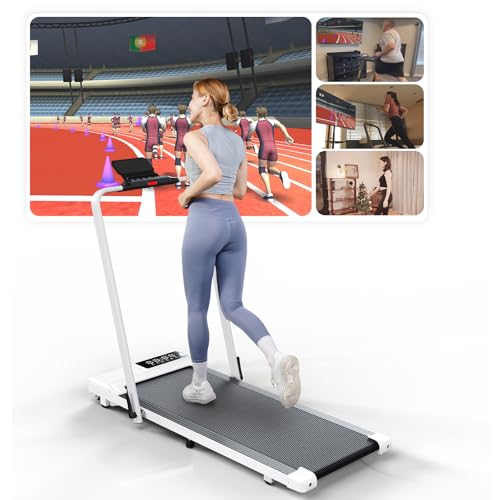 DeerRun Cinta de Correr Plegable para Casa, Cinta de Andar Apta para Equipos de Alta Tecnología, Treadmill MAX 136KG con Control App, Máquina de Correr con Cursos de Ejercicios, Carreras Multi-Runner