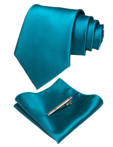 JEMYGINS Cravatta Uomo Orchidea d'acqua in Seta Matrimonio Occasioni Satin Multicolore con Fazzoletto e Fermacravatta