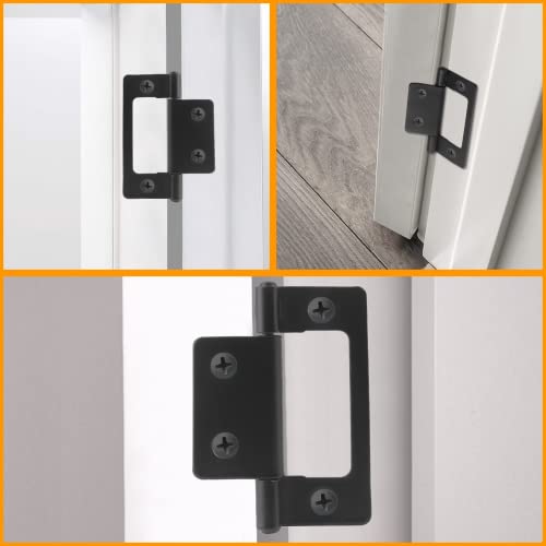 Cionyce 12 Pcs Non-Mortise Door Hinges, Heavy Duty Chest Hinges Bifold Butt Cabinet Hinges, Black Non-Mortise Hinges For Furniture Windows Cupboard, 2" X 0.9" #TOP4