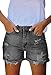 Pink Queen Empire Waist Denim Shorts for Women High Rise Casual Ripped Distressed Short Jeans Fashion Workout Folded Hem Frayed Jean Shorts Grey M