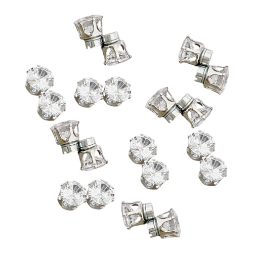 FRCOLOR 10組 軽奢デザイン無耳洞磁気イヤリング 女性用クリップタッド ピアス不要 装着 ファッション小型ジルコニア耳飾り