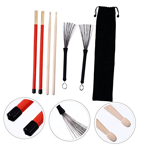 Set de 7 piezas de accesorios para batería con baquetas y cepillos miniatura 4