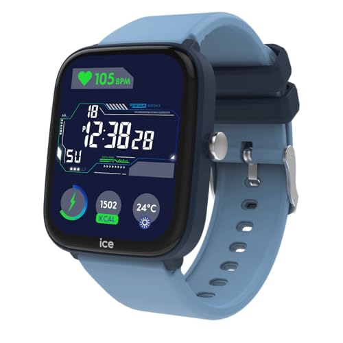 ICE-WATCH - Ice Smart Junior 3.0 Blue Light Blue 1.75 AMOLED - Montre connectée rectangulaire Bleue pour garçon avec Bracelet en Silicone - 024296 (1.75...