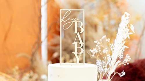 Ls Designs Hey Baby Cake Topper - Rectangle - 3 In X 7 In - Baby Shower Cake Topper, Oh Baby Cake Topper #TOP30