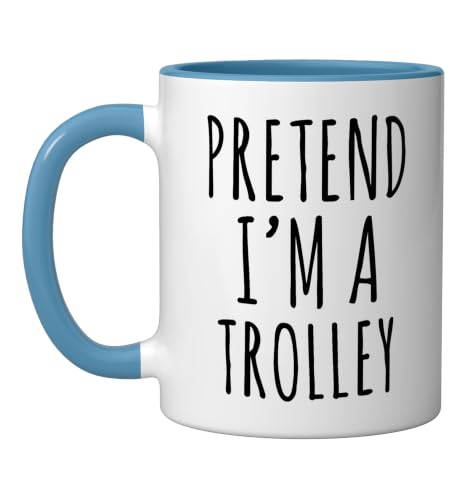 Halloween Costume Pretend I'm A Trolley Simple Easy Ceramic Mug, Blue/White