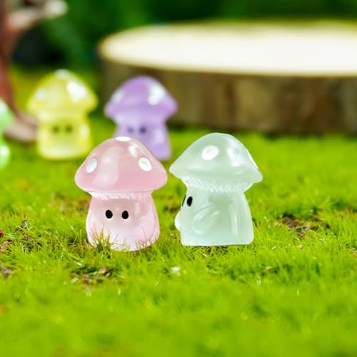 YUGSHNKFC De 100 Ornements de Petits Champignons Qui Brillent dans Le pour la décoration Miniature de Paysage et d ' Aquariums, Ornements de Jardin Lumineux – vue 6