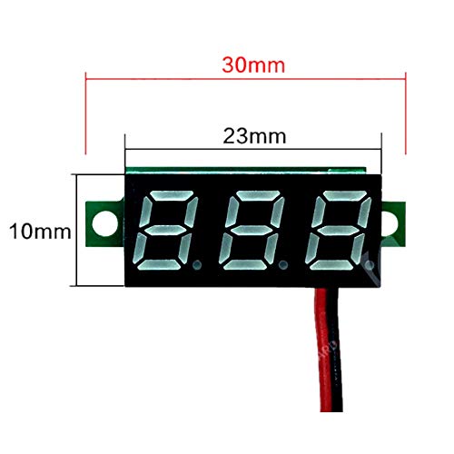 Image of (5 Pack) JacobsParts DC 4.5-30V 2-Wire Voltmeter 3-Digit LED Display Panel Volt Meter Digital Voltage Tester (Green)