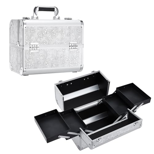 Maletín Maquillaje Profesional con Correa , Rosa de Plata