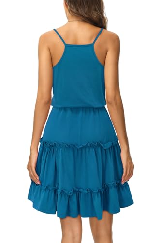 Image of Newshows Women's Summer Casual Dress Cute A Line Ruffle Hem Flattering Fit Beach Vacation Sundress