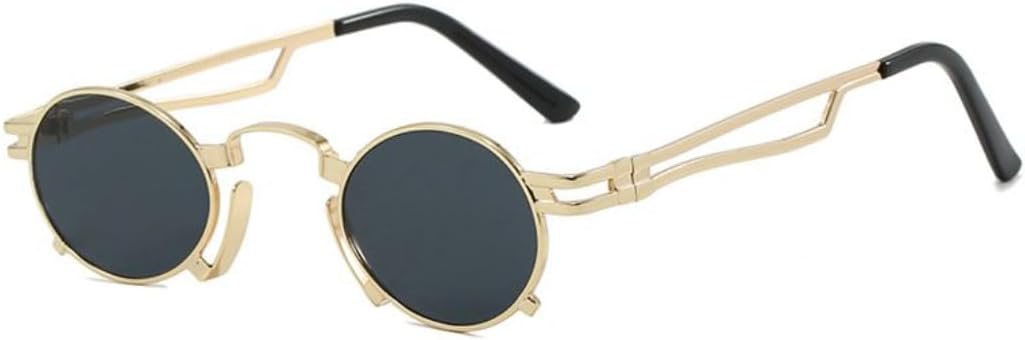 Steampunk Vintage Metal Round Sunglasses Women for Men Luxury Punk Popular Hip Hop Small Frame Uv400