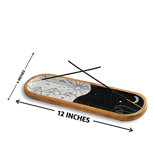 Folkulture Incense Holder Or Incense Burner Holder, Modern Insence Ash Catcher Or Insense Stick Holder For Décorations For Home, Wooden Incense Tray For Gifting, Yin Yang, Black White #TOP2