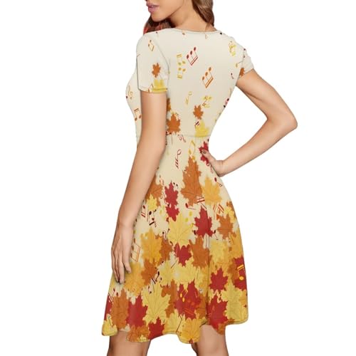 Image of AFPANQZ Womens Casual Summer Lightweight Vintage Dress Short Sleeve Midi Dress Knee-Long Luxury Formal Dress