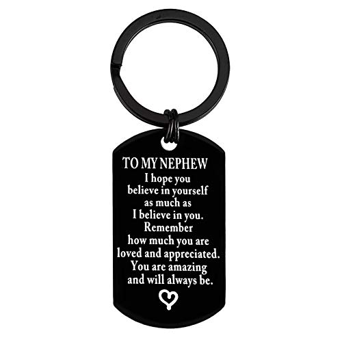 To My Nephew Keychain Inspirational Gift for Nephew from Aunt Uncle Encouragement Keyring...