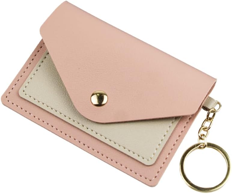 Leather Credit Card Holder Wallet for Women Small Keychain Coin Purse Change Wallet for Easy Carrying and Organization 4.33 * 3.14 * 0.19in
