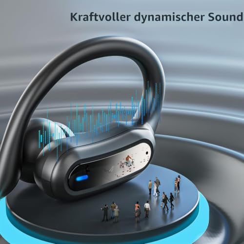 TRAUSI Wireless Earbuds Bluetooth Kopfhörer, Bluetooth 5.3 Stereo Over Ear Buds, Noise Cancelling Mic, IPX7 Waterproof Headset für Workout/Laufen, Schwarz