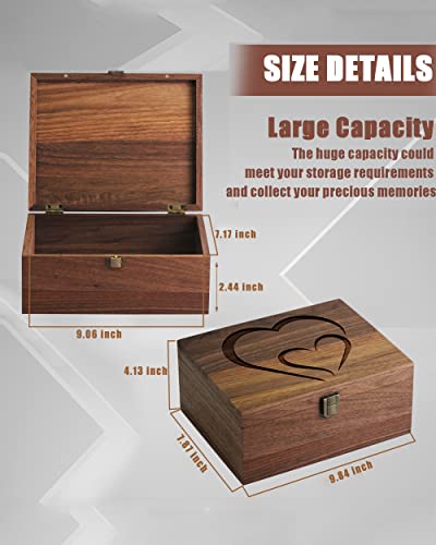 Walnut Wooden Keepsake Box Heart-To-Heart, Memory For Love Decorative Boxes With Hinged Lid And Lock, Large Storage Jewelry Toys Wood Gift Box For Mothers Day, Wedding, Anniversary, Baby Shower #TOP5