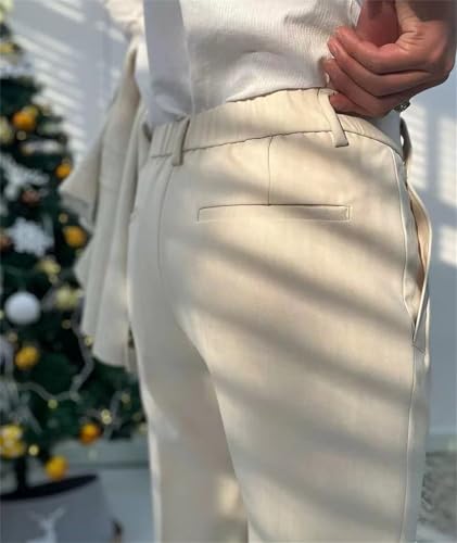 Men's Business Dress Pant Trousers Classic Slim Fit Elasticated Waist Suit Pants4