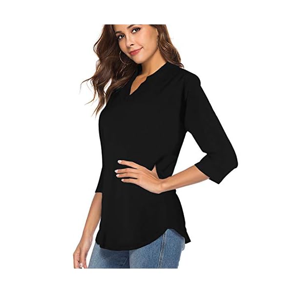 CEASIKERY-Womens-34-Sleeve-V-Neck-Tops-Casual-Tunic-Blouse-Loose-Shirt CEASIKERY Women's 3/4 Sleeve V Neck Tops Casual Tunic Blouse Loose Shirt