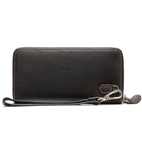 [ZMTIEC] Maronite Business Zipper Men's Wallet Long Money Clip Layer Cowhide Large Capacity Handbag