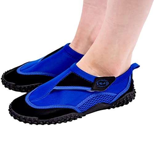 Aqua Beach Surf Wet Water Shoes Boys Girls Mens Womens Unisex Wetsuit Boots (Black/Blue Adult 9) - Image 6