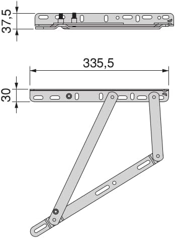 Emuca - Set of Lifting mechanisms for canapé beds, Lateral System 90 cm, Black Painted, Steel