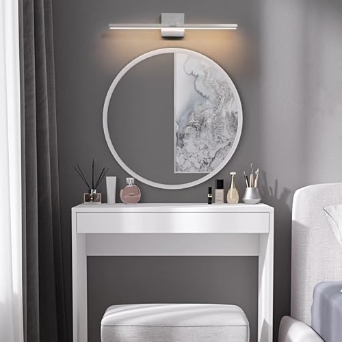 Image of Brushed Nickel Bathroom Vanity Light Fixture - 24 Inch Modern Bathroom Light Fixtures Over Mirror 3500k LED Vanity Light Bar Dimmable Wall Sconce Lighting for Mural, 18W