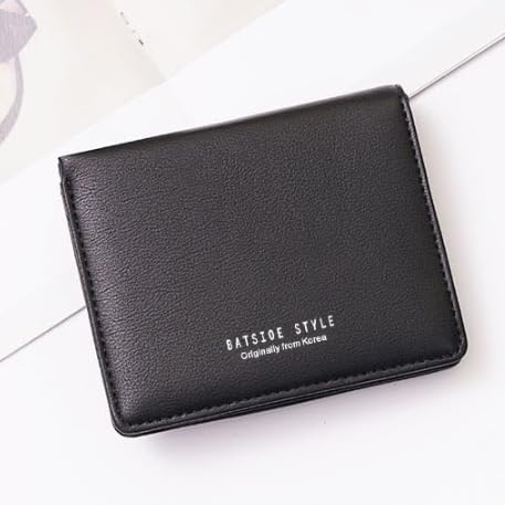 Slim Bifold Leather Wallet RFID Blocking – Minimalist Compact Card Holder with ID Window for Men Women