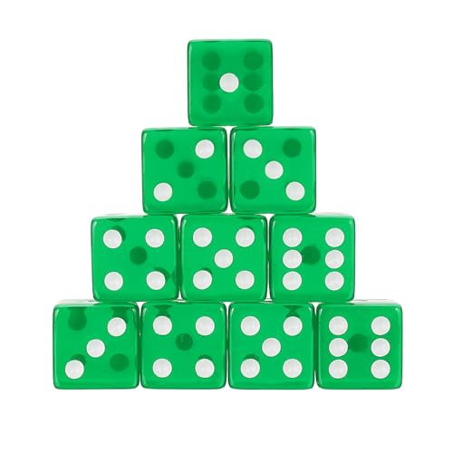 Image of sourcing map 100Pcs Acrylic Dice, 19mm/0.75" Translucent D6 Dice, 6 Sided Square Rounded Edge for Board Table Games Birthday Theme Party Supply, Green