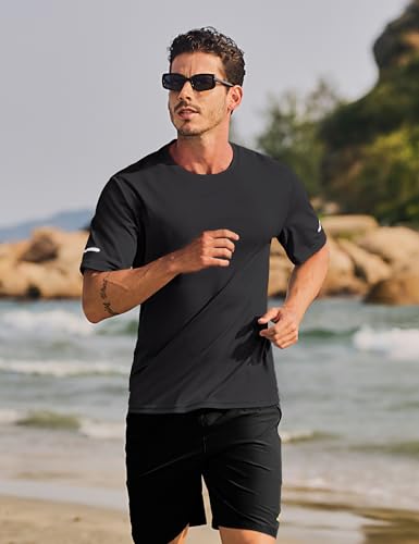 TACVASEN Men's Short Sleeve Swim Top UPF 50+ Sun Protection T-Shirt Crew Neck Moisture Wicking Gym Shirts3