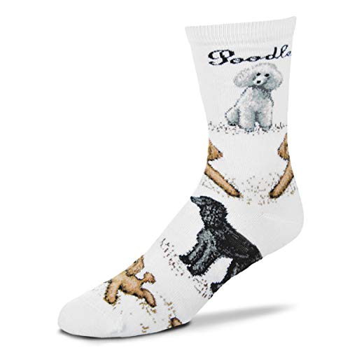 For Bare Feet FBF Women's Originals Novelty Dog Socks, Poodle Poses, Medium