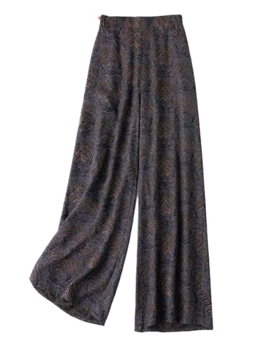 Pantalon large en soie Xiangyunsha HangErFeng bleu marine décontracté pour femme