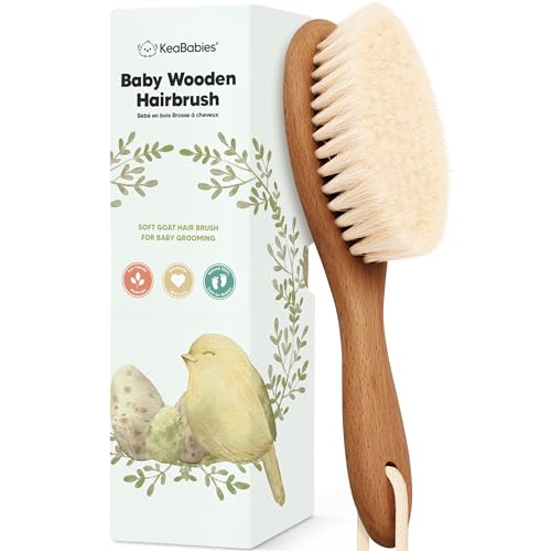 Wooden Baby Hair Brush for Toddler, Infant Cradle Cap(Dark Walnut, Regular)