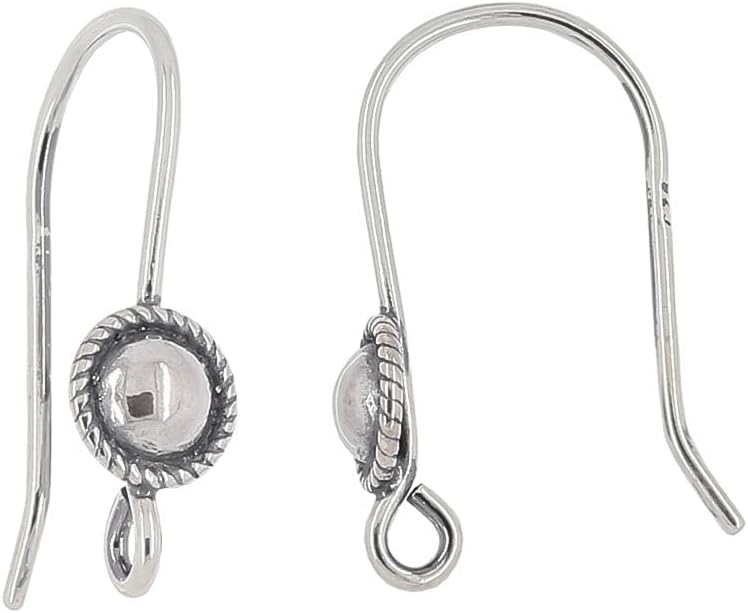 1 Pair Sterling Silver French Hook Ear Wire Earring Connector for DIY Earrings Jewelry, Oxidized Silver