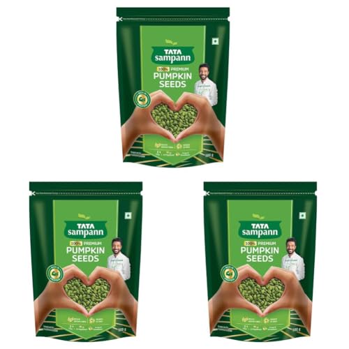 Image of Tata Sampann Pumpkin Seeds, 500g, Rich in Protein, Dietary Fibre, Magnesium & Phosphorus, Raw & Unroasted Pumpkin Seeds, Source of Iron & Zinc, Handpicked Seeds, Resealable Pack (Pack of 3)