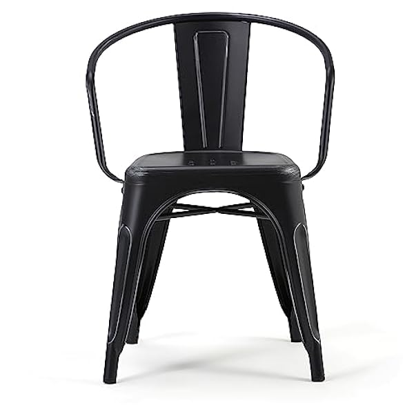 Simpli Home Larkin Braccio Sedia da Pranzo in Metallo Contemporaneo Distressed Black