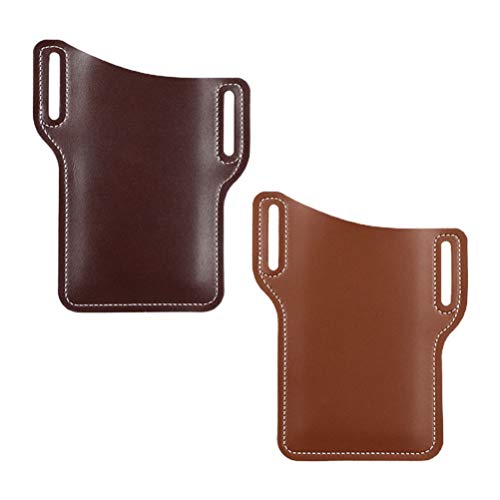 VILLCASE 2 Pcs Telefone Celular Coldre de Couro Feitos À Mão Cinto De Armazenamento Portátil Do Tele