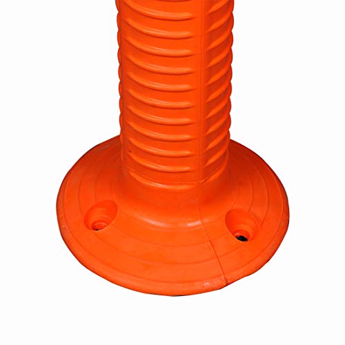 Image of Ladwa Flexible Plastic Spring Post Barrier (Pack of 1) High Grade Elastomeric Polymer Material With 3 White Reflective Tapes Easy To Install Safety T-Top Bollard Barrier Parking Block (Orange)
