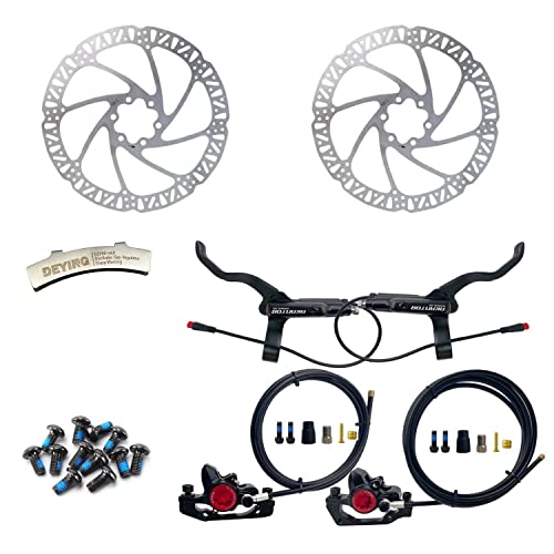 Deying 950E Electric Power-Off E-Bike E Scooter Hydraulic Disc Brake Front & Rear Set & 180Mm Rotor Mounting Adapter Included (Black, Connector Right Side) #TOP11