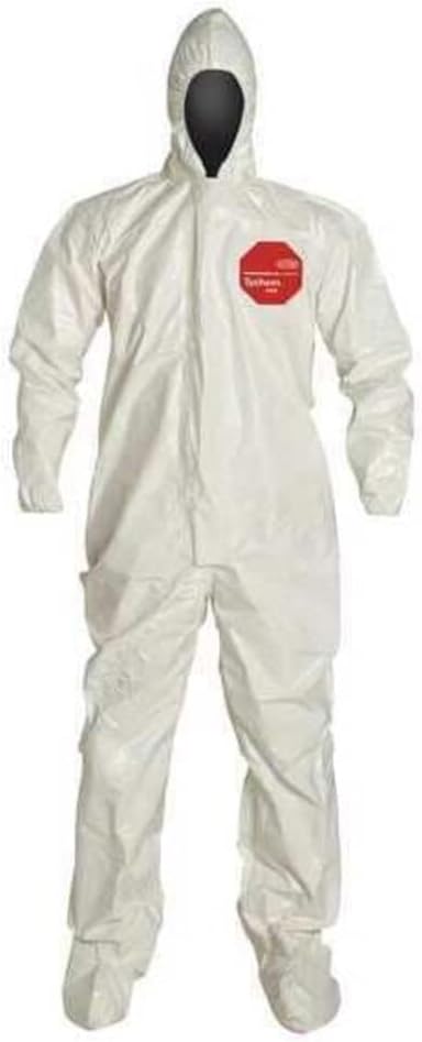 DUPONT SL122TWH3X000600 Hooded Coverall, Sock Boot, 3XL, PK6