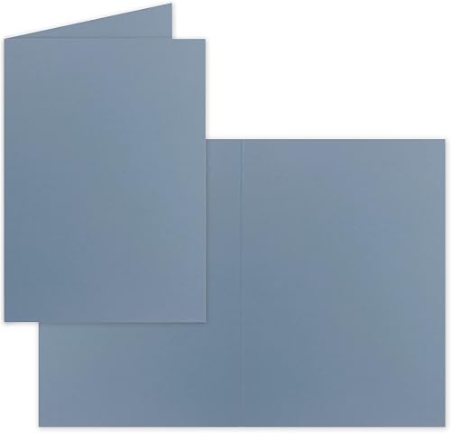 25 tarjetas plegables B6 – Gris Azul – Tarjetas dobles en blanco – 12 x 17 cm – 