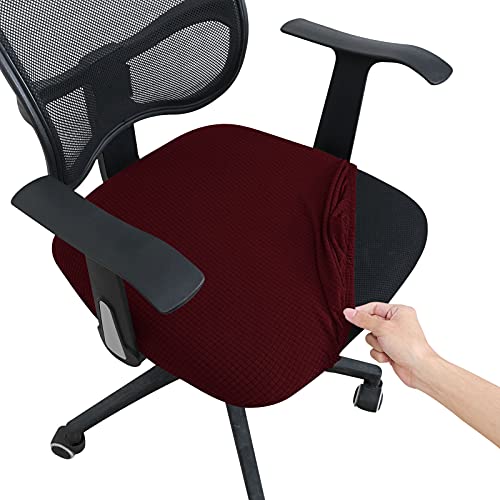Image of FORCHEER Office Desk Chair Seat Cover 18inch 1 Piece Water Resistant Stretch Computer Chair Seat Cushion Slipcover Washable-Burgandy