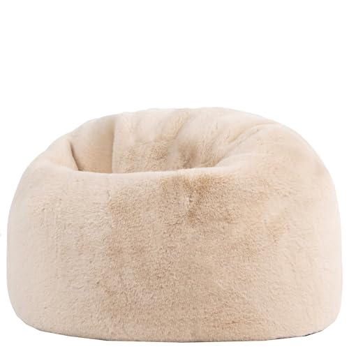 Icon Kingston Pouf Enfant, Lapin Fausse Fourrure, Pouf Poire avec Remplissage, Chaise Enfant, Fauteuil Chambre, Meuble Chambre, Meuble Salon, Beige
