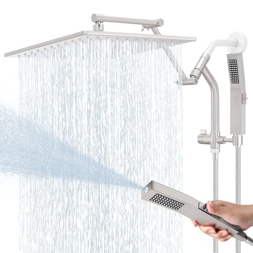 Image of All Metal 12 inch Luxurious Rain Shower Head with Handheld Spray, Power Jet