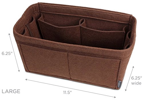 Pelikus Felt Purse & Tote Organizer Insert/Multi-Pocket Handbag Shaper (Large, Chocolate) - Thumbnail 4