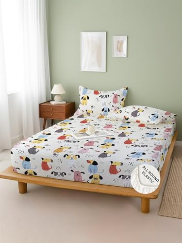 Image of Weave & Decor Printed Kids Bedsheet Double Bed 72x72x8 Inches, Wrinkle-Free with 2 Pillow Covers 20x30 Inch