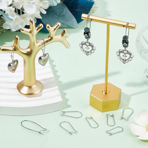 SOFPLATE 1 Box 120Pcs 3 Styles Kidney Earring Hooks Stainless Steel Kidney Ear Wires Silver Long Dangle Earring Findings U Shaped Hoop Kidney Ear Wires for jewellery Making Supplies DIY Craft Beginner - Image 4
