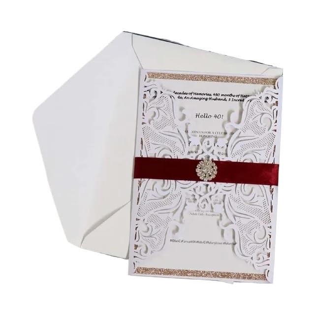 Hochzeitskarte (50 Teile/los) Spitze Rosa Hochzeit Einladung Karte Gold Glitter Engagement Geburtstag Taufe Einladungen Hochzeitskarten(White,Whole Set blank)