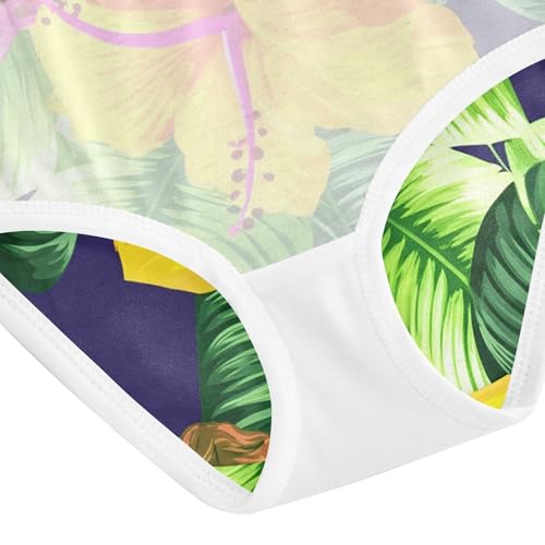 Tropical Flowers Green Leaves Toddlers Underwear Floral 2t Cotton Panties Little Girl Cartoon Briefs Undies Kids 5