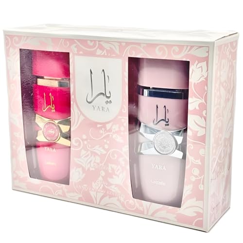 lattafa 2 piece gift set yara edp 34 fl oz  yara candy edp 34 fl oz